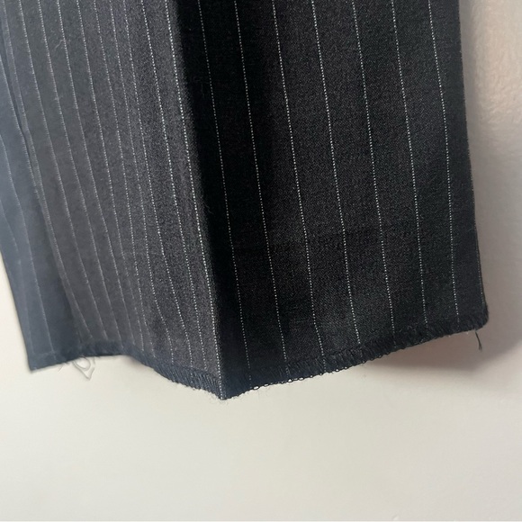 Vintage Womens Grey Pinstripe Suit Jacket Wide Leg Pants 12 Office Career Formal - Picture 15 of 16